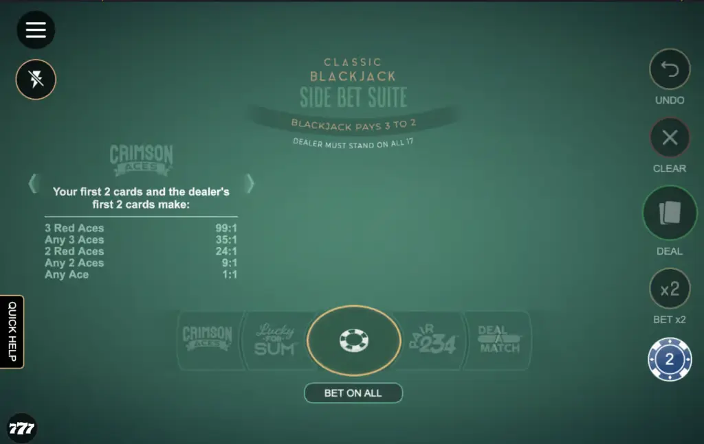 Classic Blackjack Side Bet Suite