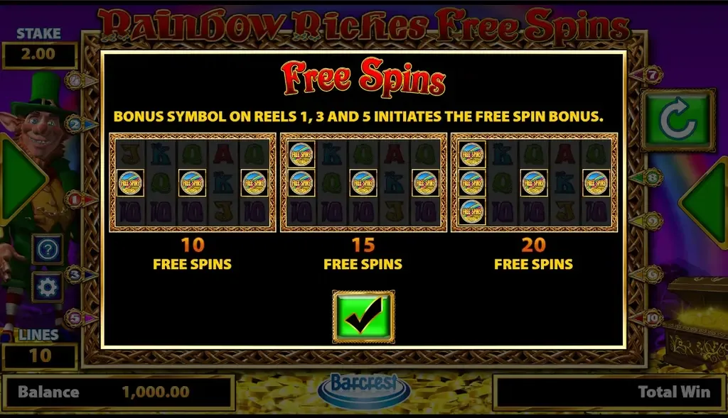 Rainbow Riches Free Spins
