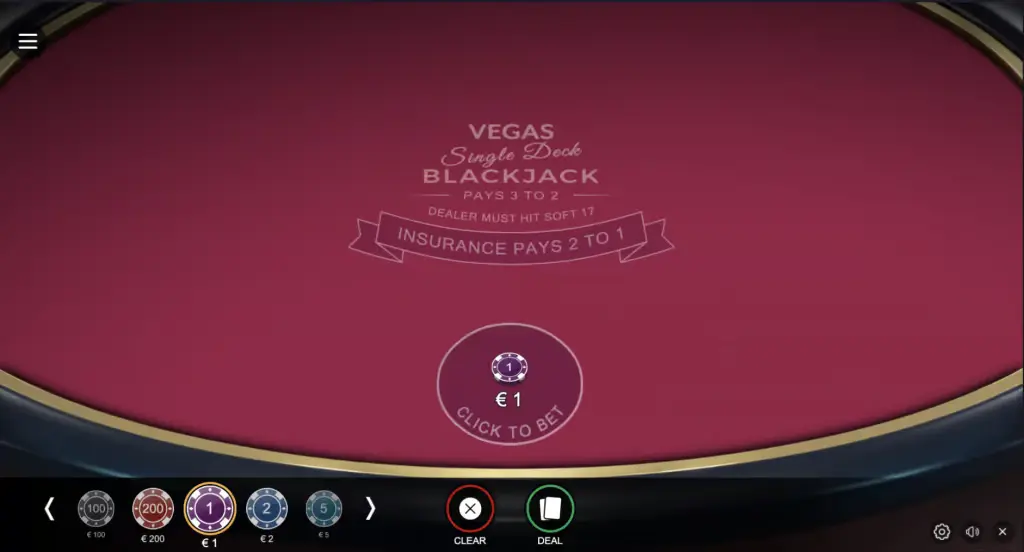 Vegas Single Deck Blackjack